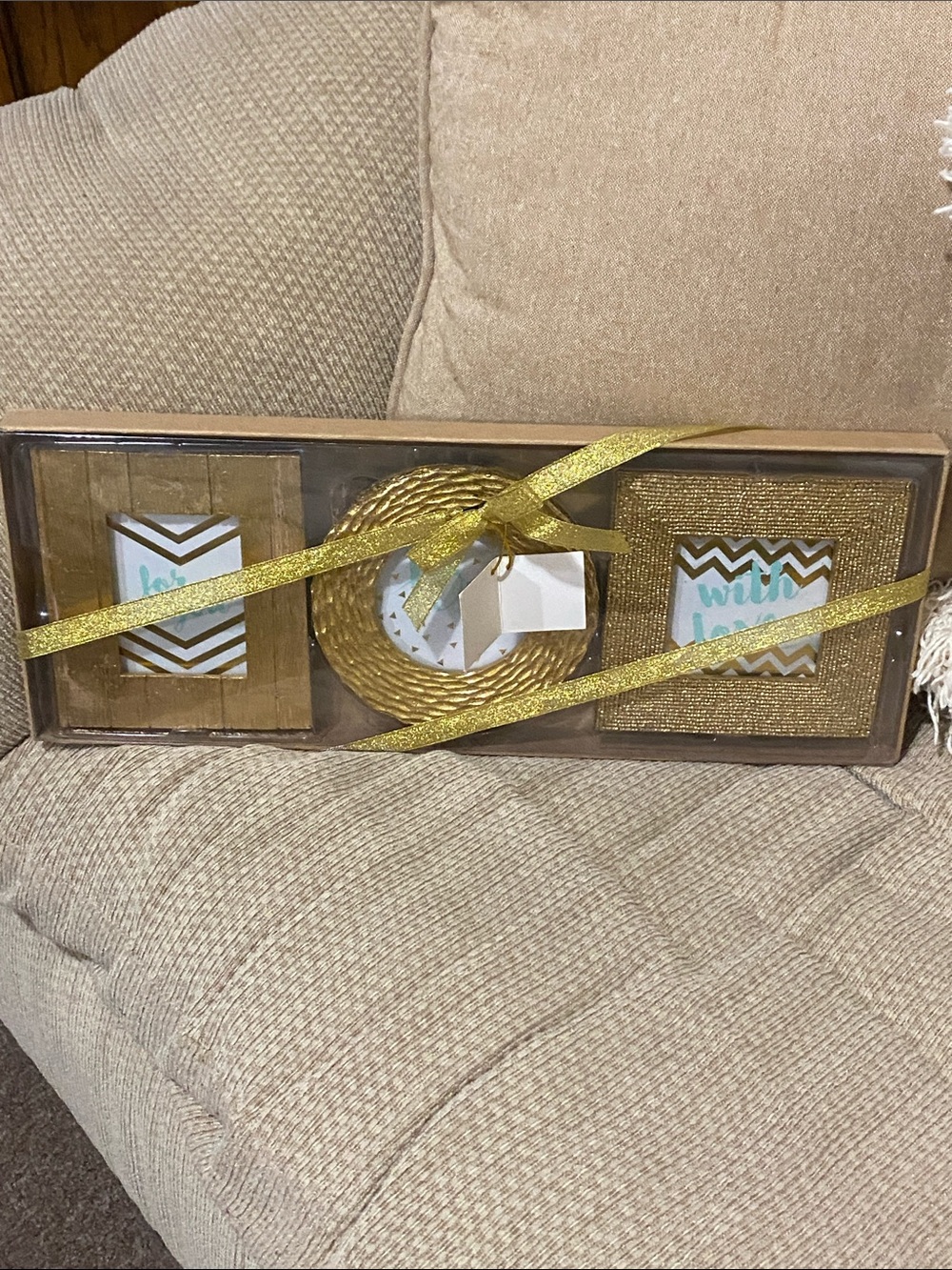 💛NWT Italian Holiday Frames Gold Decorative Trio by Sicura - Wood & Beaded
